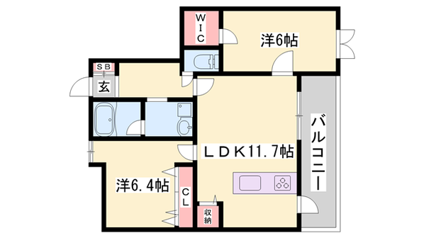 ハッピーコート飾磨の物件間取画像